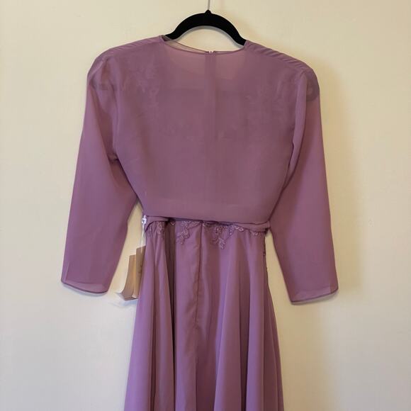 Lan Ting XS bride lavender purple formal maxi gown lace sheer floral embroidery - Picture 7 of 13